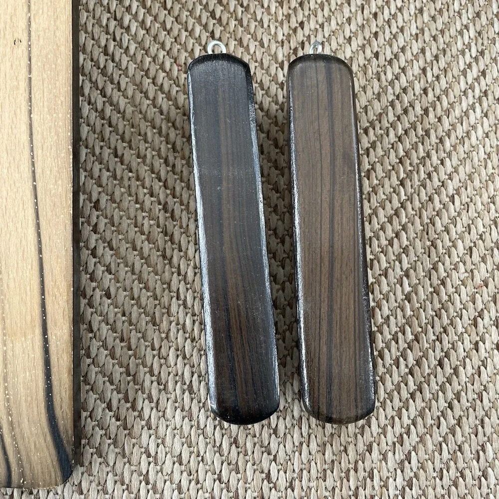 Vintage Mid Century Wood Wall Hanging Clothes Brushes & Mirror Set